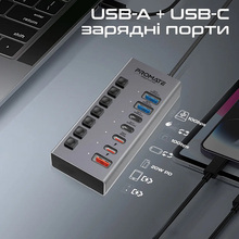 USB-хаб PROMATE 7-в-1 Gegahub-10G Grey (gegahub-10g)