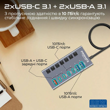 USB-хаб PROMATE 7-в-1 Gegahub-10G Grey (gegahub-10g)