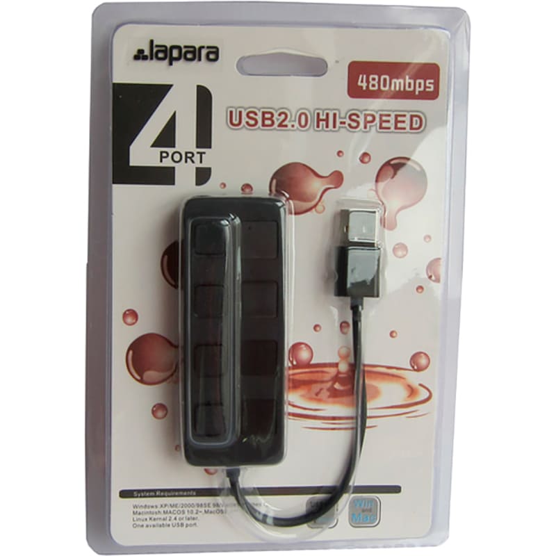 USB-хаб LAPARA 4 x USB 2.0 Black (LA-SLED4 black) Тип живлення пасивний