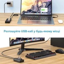 USB-хаб DYNAMODE 5-in-1 USB-A to 4xUSB3.0 Data, 1xUSB3.0 2.4A Charging (DM-UH-P405-G)