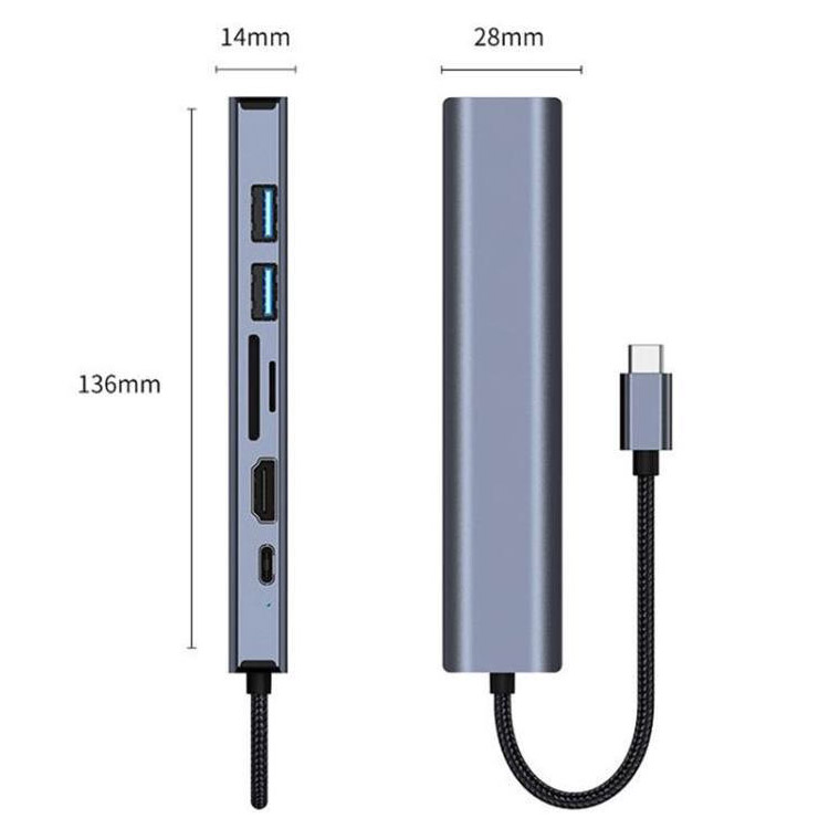 Док-станція DYNAMODE 7-in-1 USB-C to HDMI, 2xUSB3.0, TF/SD, LAN, PD (BYL-2303) Тип живлення пасивний