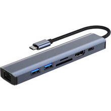 Док-станція DYNAMODE 7-in-1 USB-C to HDMI, 2xUSB3.0, TF/SD, LAN, PD (BYL-2303)