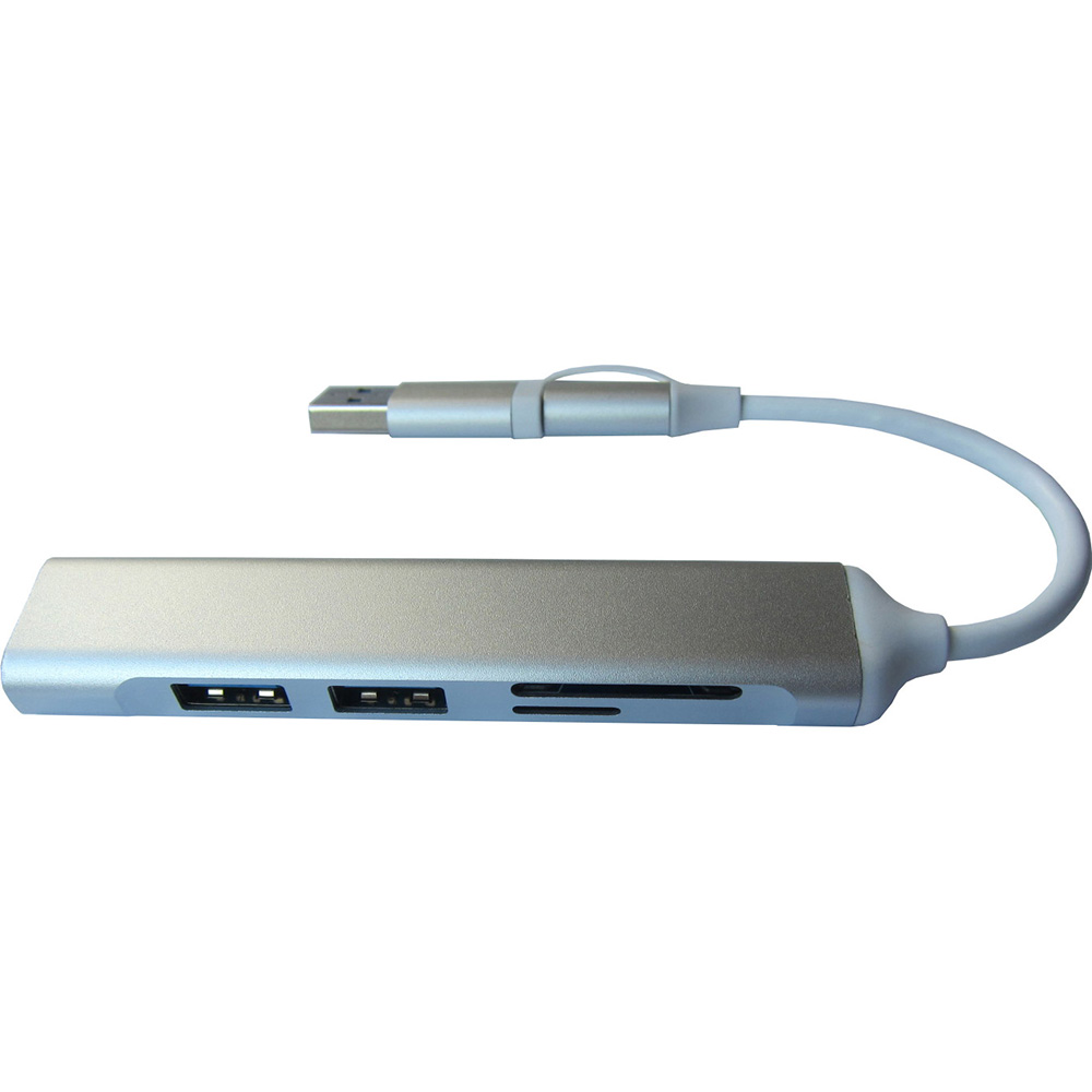 Док-станция DYNAMODE 5-in-1 USB-C/A to 1xUSB3.0, 2xUSB2.0, TF/SD Silver (DM-UH-518) Тип док-станция