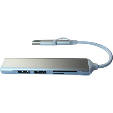 Док-станция DYNAMODE 5-in-1 USB-C/A to 1xUSB3.0, 2xUSB2.0, TF/SD Silver (DM-UH-518)