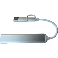 Док-станция DYNAMODE 5-in-1 USB-C/A to 1xUSB3.0, 2xUSB2.0, TF/SD Silver (DM-UH-518)