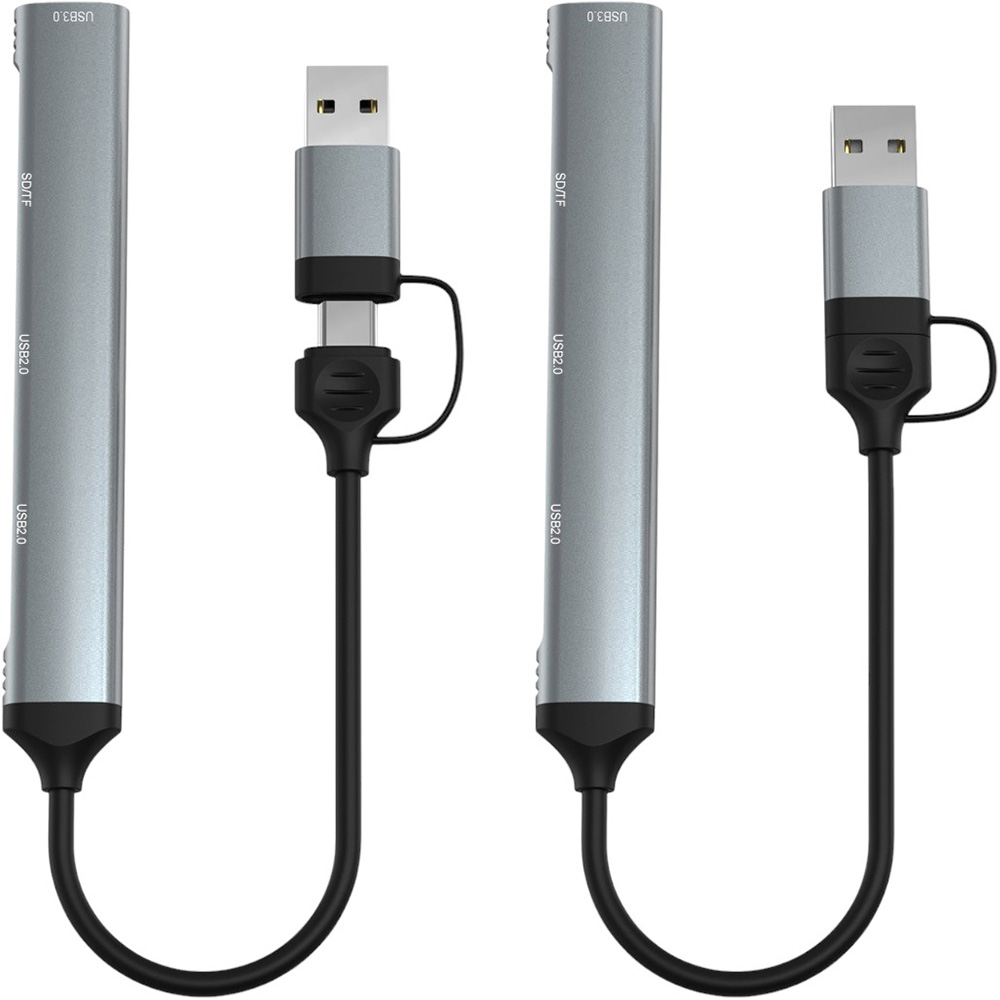 Док-станція DYNAMODE 5-in-1 USB-C/A to 1xUSB3.0, 2xUSB2.0, TF/SD Gray (DM-UH-514) Інтерфейс підключення USB Type-C