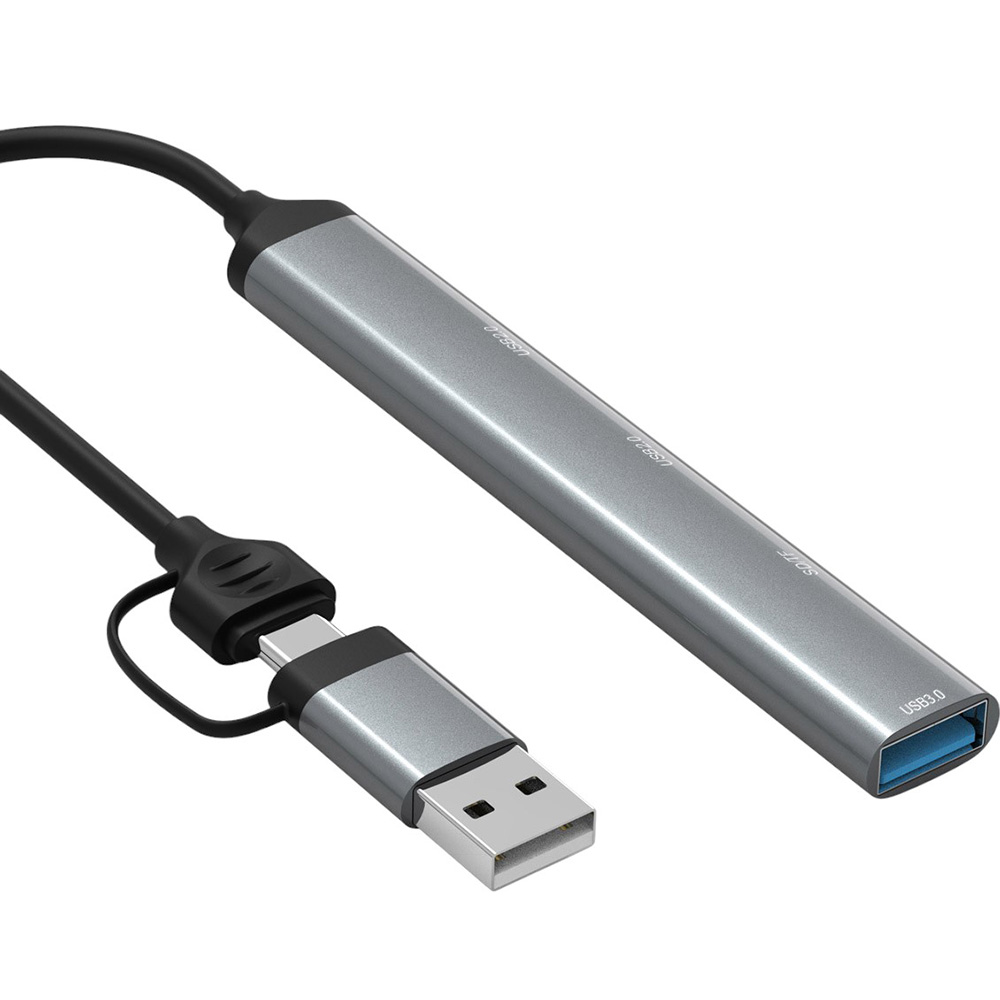 Док-станція DYNAMODE 5-in-1 USB-C/A to 1xUSB3.0, 2xUSB2.0, TF/SD Gray (DM-UH-514) Тип живлення пасивний