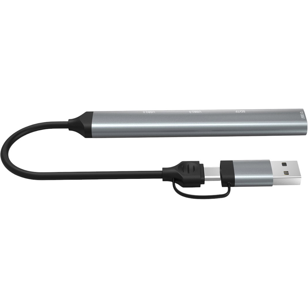 Док-станція DYNAMODE 5-in-1 USB-C/A to 1xUSB3.0, 2xUSB2.0, TF/SD Gray (DM-UH-514)