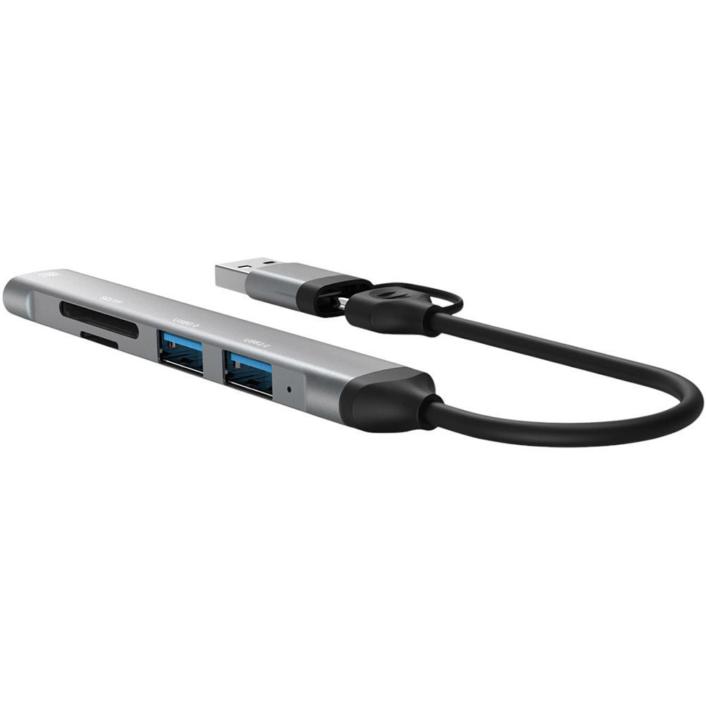 Док-станція DYNAMODE 5-in-1 USB-C/A to 1xUSB3.0, 2xUSB2.0, TF/SD Gray (DM-UH-514) Тип док-станція