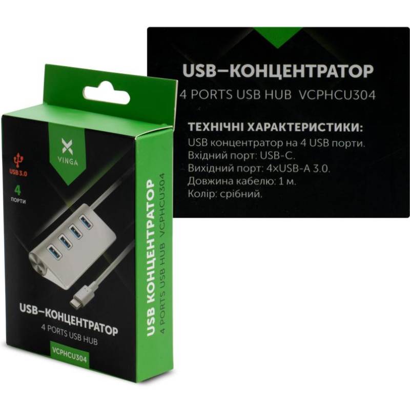 USB-хаб VINGA Type-C to USB3.0 (VCPHCU304) Інтерфейс підключення USB Type-C