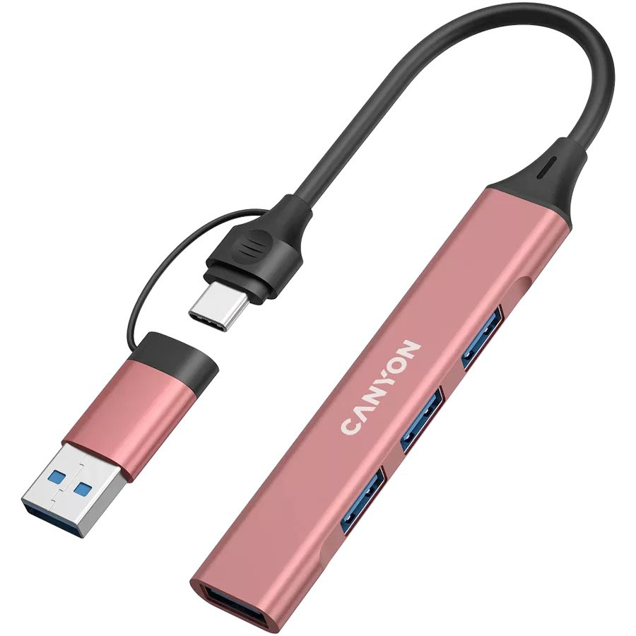 USB-хаб CANYON DS-02 4in1 USB-A/C Pink (CNS-TDS02P)