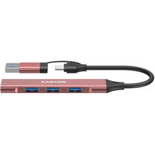 USB-хаб CANYON DS-02 4in1 USB-A/C Pink (CNS-TDS02P)