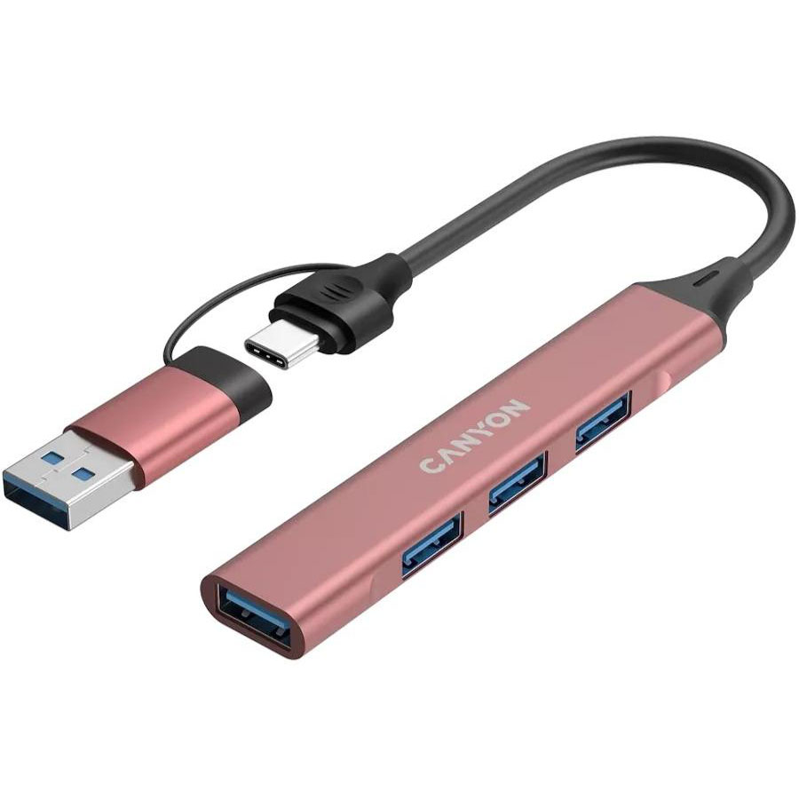 USB-хаб CANYON DS-02 4in1 USB-A/C Pink (CNS-TDS02P) Тип USB-хаб