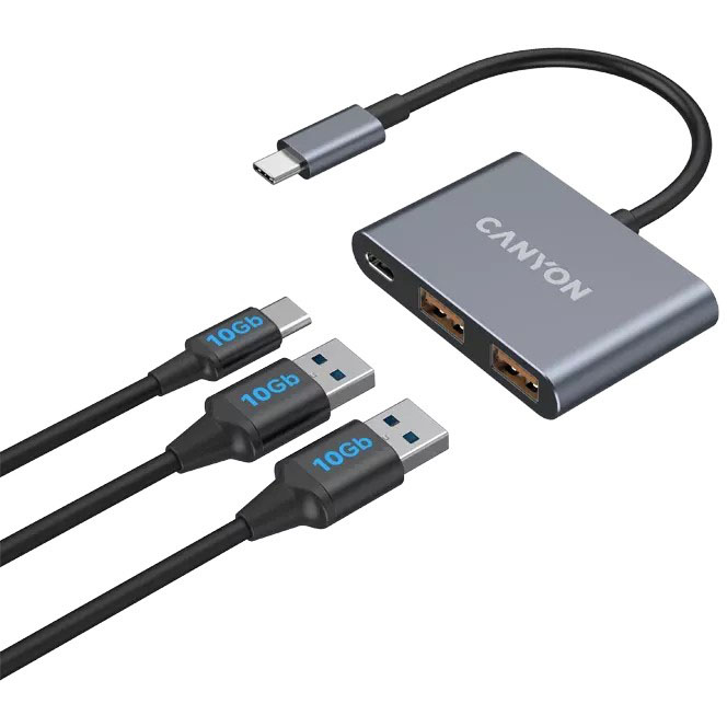 USB-хаб CANYON DS-3 3in1 USB-C Dark Grey (CNS-TDS3) Количество разъемов USB Type-C 1