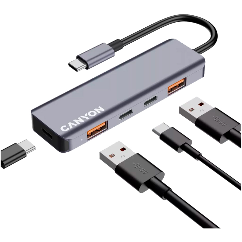 USB-хаб CANYON DS-18 Grey (CNS-TDS18) Інтерфейс підключення USB Type-C