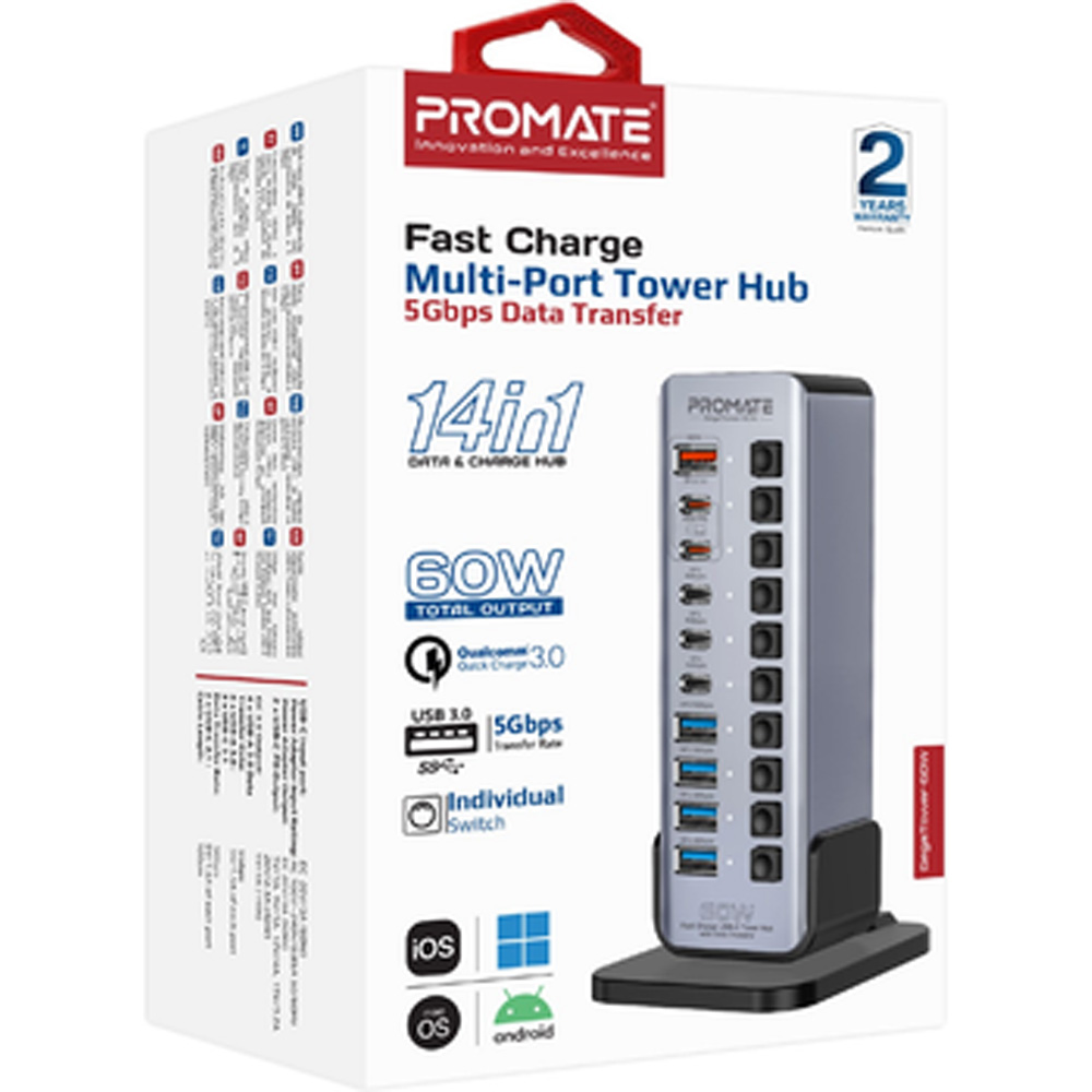Покупка USB-хаб PROMATE gegatower-60w Grey