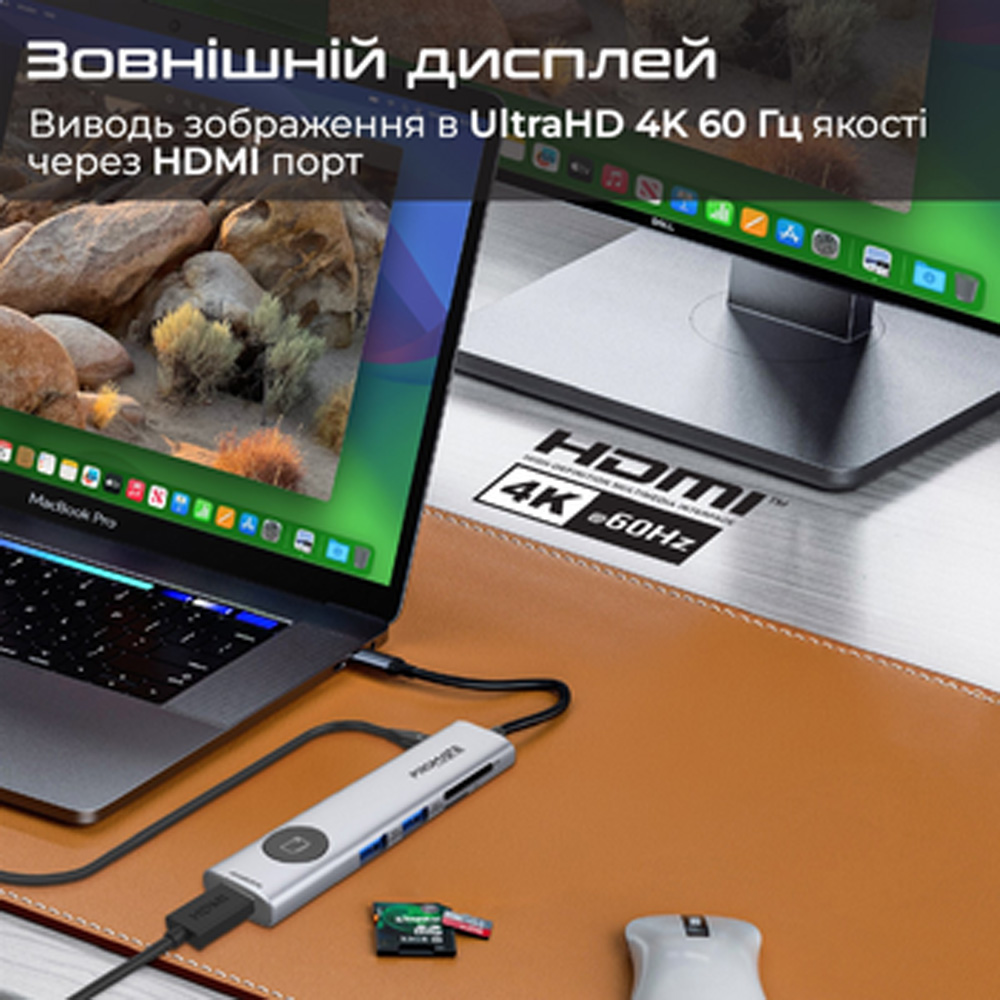 Док-станция PROMATE USB comandhub-lite Grey Тип док-станция