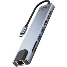 Док-станция MEDIA-TECH 100W 8 in 1 Gray (MT5046)
