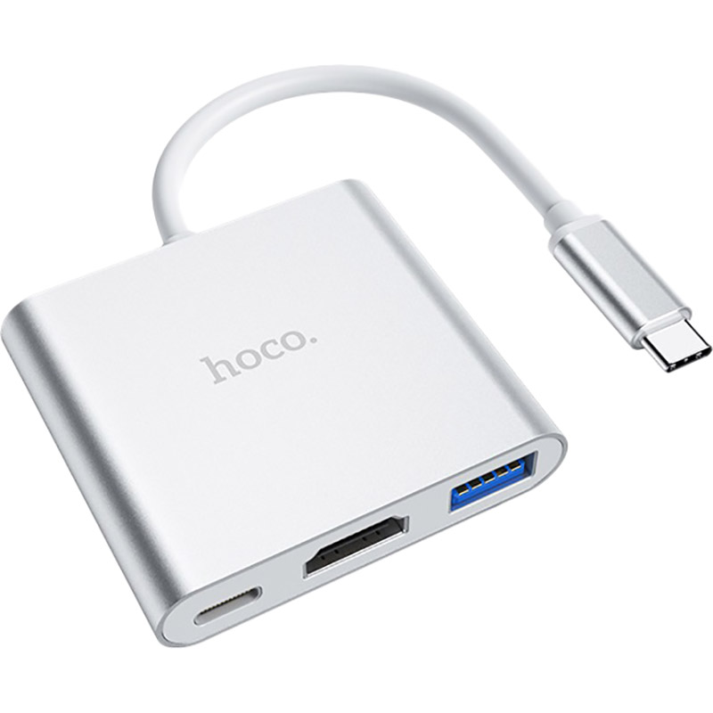 USB-хаб HOCO HB14 Easy use Type-C adapter Silver (6931474725790) Тип USB-хаб