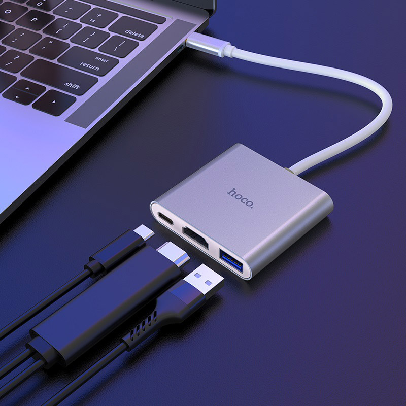 Заказать USB-хаб HOCO HB14 Easy use Type-C adapter Silver (6931474725790)