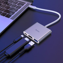 USB-хаб HOCO HB14 Easy use Type-C adapter Silver (6931474725790)