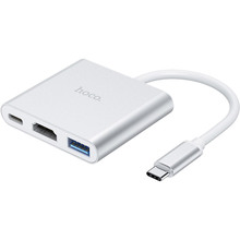 USB-хаб HOCO HB14 Easy use Type-C adapter Silver (6931474725790)