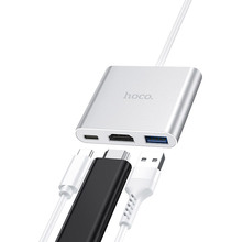 USB-хаб HOCO HB14 Easy use Type-C adapter Silver (6931474725790)