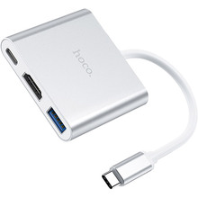 USB-хаб HOCO HB14 Easy use Type-C adapter Silver (6931474725790)