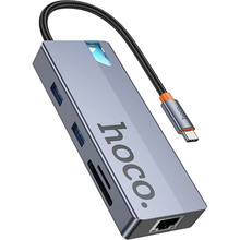 USB-хаб HOCO HB52 Wow 8-in-1 multi-function converter Deep Space Gray (6942007647311)