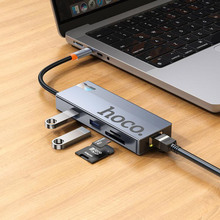 USB-хаб HOCO HB52 Wow 8-in-1 multi-function converter Deep Space Gray (6942007647311)