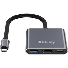 Док-станция COLORWAY USB-C 3-в-1 Type C PD 100W/USB3.0/HDMI 4K (CW-HUB08)