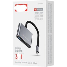 Док-станция COLORWAY USB-C 3-в-1 Type C PD 100W/USB3.0/HDMI 4K (CW-HUB08)