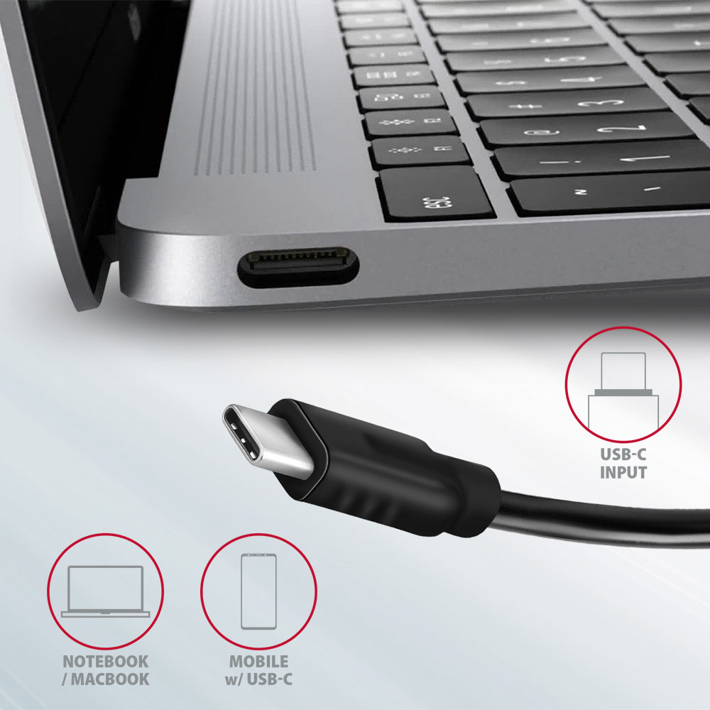 USB-хаб AXAGON Grey (HMC-4G2) Інтерфейс підключення USB Type-C