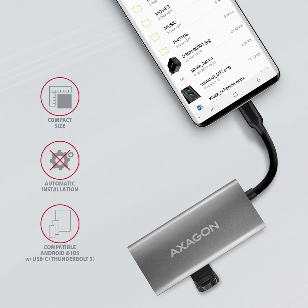 Зовнішній вигляд USB-хаб AXAGON Grey (HMC-4G2)