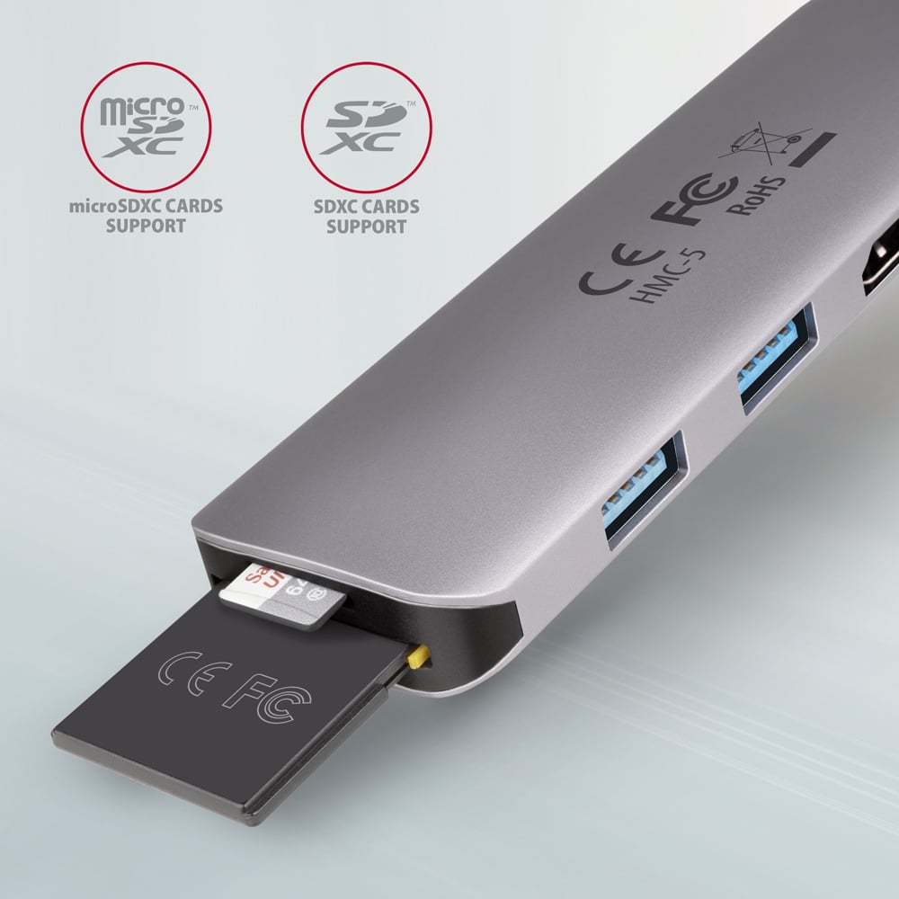 Док-станція AXAGON 5in1 Grey (HMC-5) Інтерфейс підключення USB Type-C