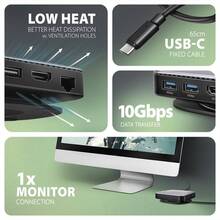Док-станція AXAGON HMC-UFO USB-C 10Gbps UFO 9 In 1 Hub Grey