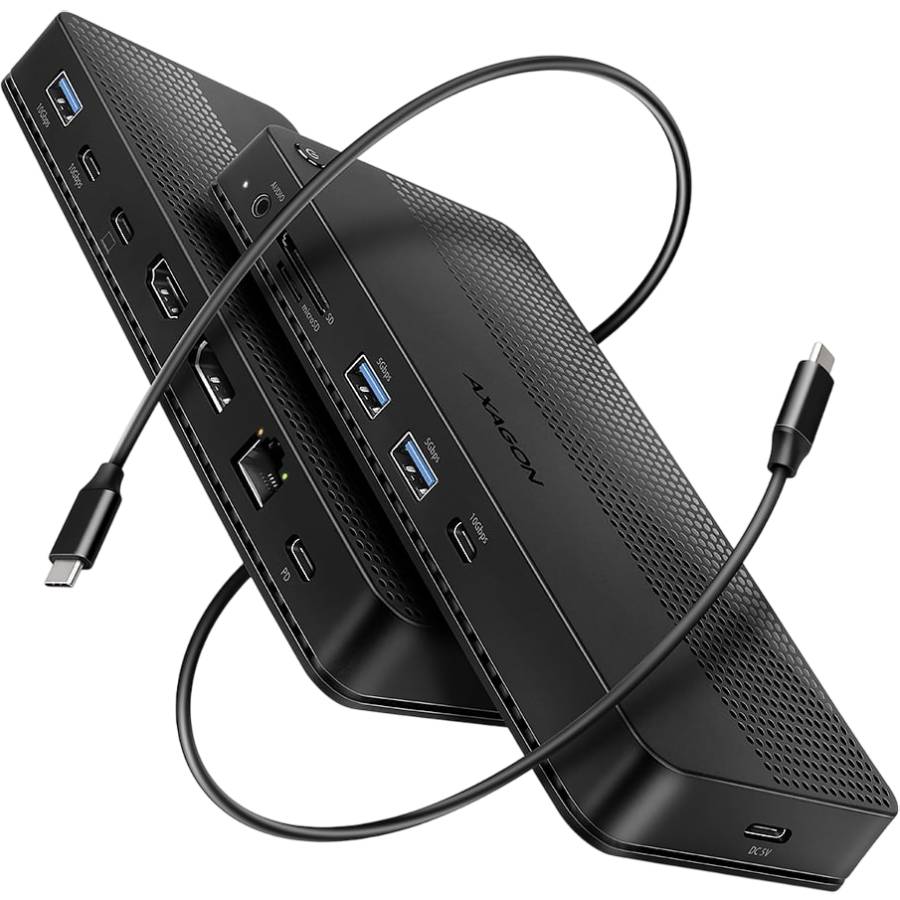 Док-станція AXAGON USB4 40Gbps DUAL 4K DISPLAY 12 In1 Dock Black (HMC-U4)