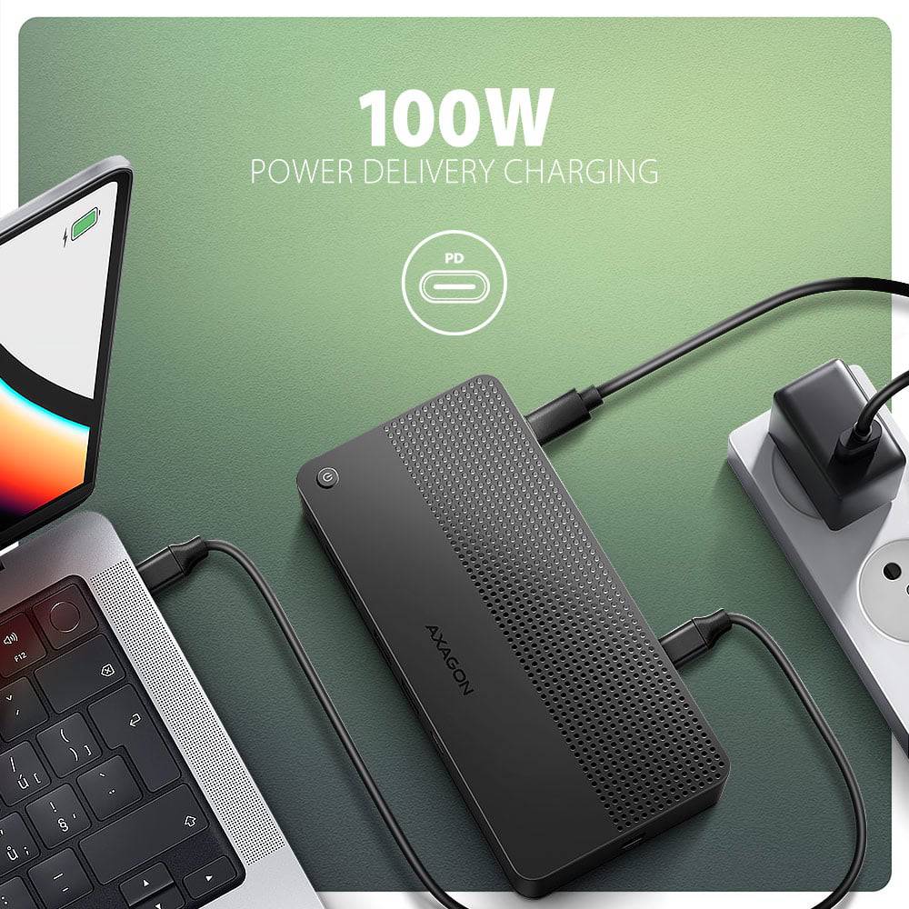 Замовити Док-станція AXAGON USB4 40Gbps DUAL 4K DISPLAY 12 In1 Dock Black (HMC-U4)