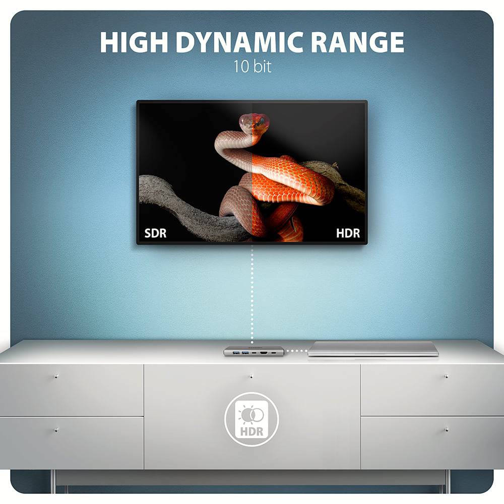 Док-станція AXAGON USB-C 10Gbps 6 In 1 Hub Grey (HMC-6G2L) Тип живлення пасивний