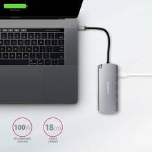 Док-станція AXAGON SuperSpeed USB-C COMBO 6 In1 Hub Grey (HMC-6M2)