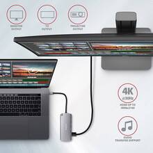Док-станція AXAGON SuperSpeed USB-C COMBO 6 In1 Hub Grey (HMC-6M2)