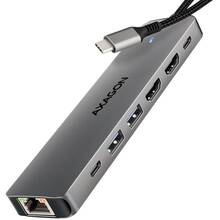 Док-станція AXAGON USB-C DUAL 4K DISPLAY 7 In 1 Hub Grey (HMC-7HX2)