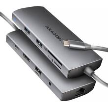Док-станція AXAGON USB-C 9 In1 Hub Grey (HMC-8HLSA)