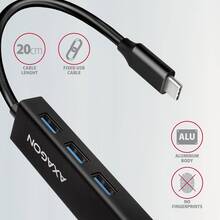 Док-станция AXAGON SuperSpeed USB-C 4 In 1 Hub Black (HMC-GL3A)