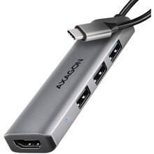 Док-станція AXAGON USB-C STARTER 4 In1 Hub Grey (HMC-H3A)