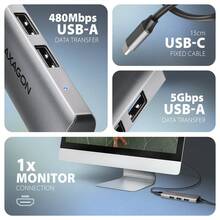 Док-станція AXAGON USB-C STARTER 4 In1 Hub Grey (HMC-H3A)