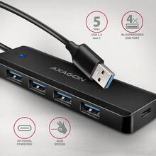 USB-хаб AXAGON USB-A Hub 20cm Type-A cable Black (HUE-C1A)