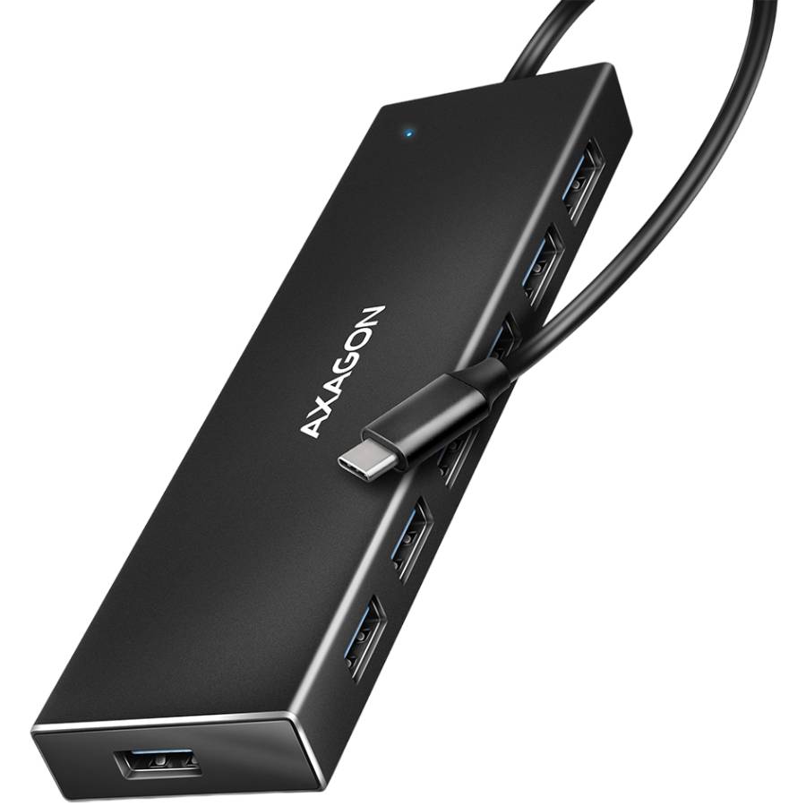 USB-хаб AXAGON SuperSpeed USB-C FLAT CHARGING Hub USB-C Black (HUE-F7C)