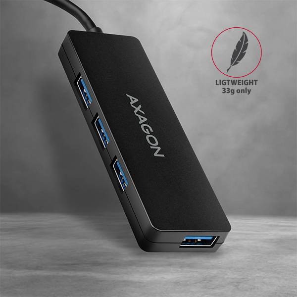 Зовнішній вигляд USB-хаб AXAGON SuperSpeed USB SLIM Type-A Black (HUE-G1A)