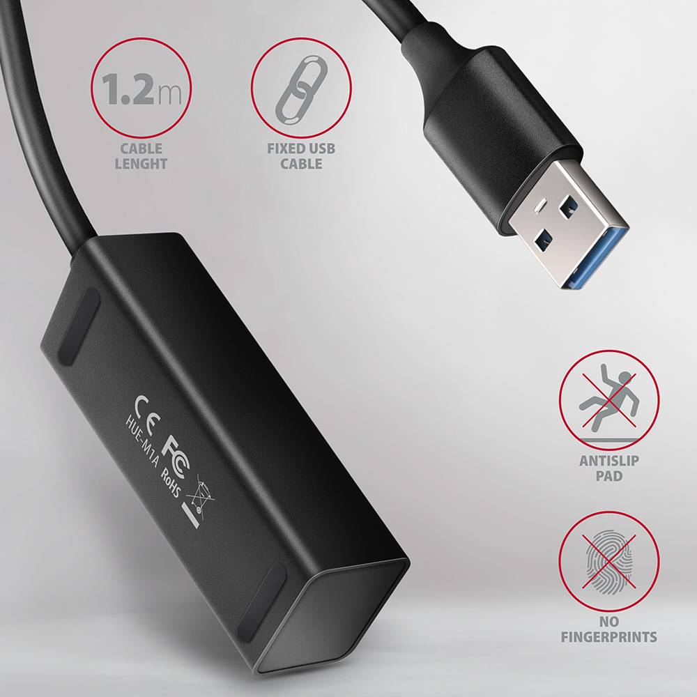 USB-хаб AXAGON SuperSpeed USB-A MINI USB-A Black (HUE-M1AL) Тип USB-хаб